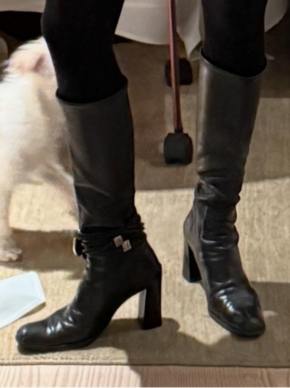 Prada Black Leather Knee-High Heeled Boot - Picture 4 of 11